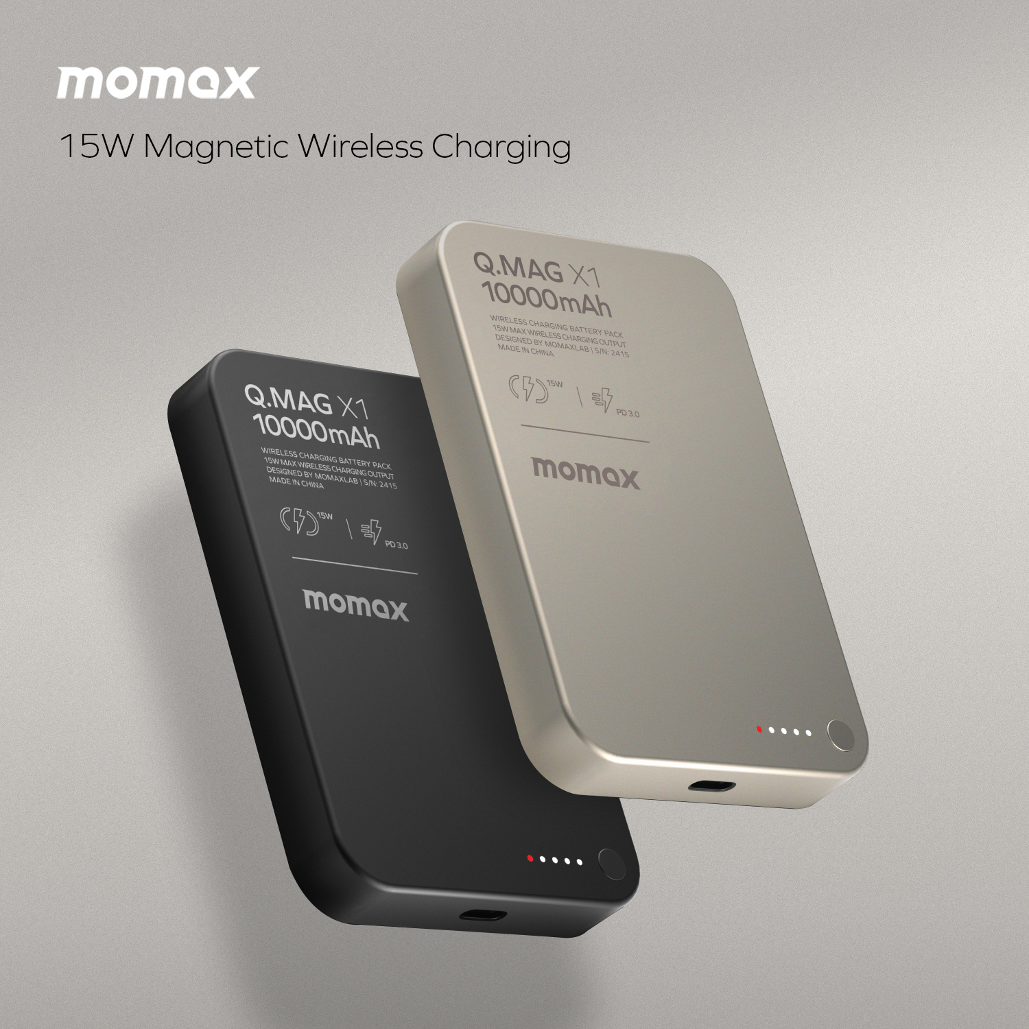 پاوربانک بیسیم  مگنتیک 15 وات 10000 میلی‌آمپر مومکس مدل Momax Q.Mag X1 IP117