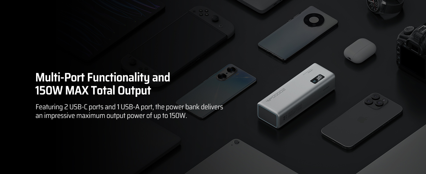 پاوربانک 150 وات 20000 میلی‌آمپر PB200P کاکتک مدل CUKTECH 15 Power Bank 20000mAh 150W MAX