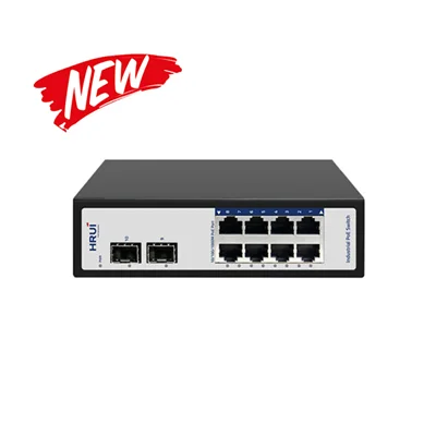 سوئیچ PoE صنعتی دارای ۸ پورت گیگ و ۲ پورت SFP گیگ اچ ار یو ای HRUI HR500-AFG-82S