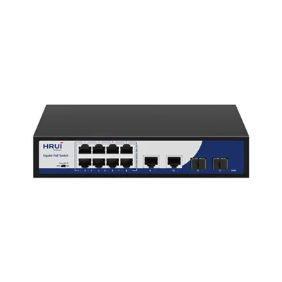 سوئیچ 8 پورت 10/100/1000Mbps PoE و 2 پورت Uplink گیگ و 2 پورت Uplink SFP گیگ اچ ار یو ای HRUI HR900-AFG-822NS