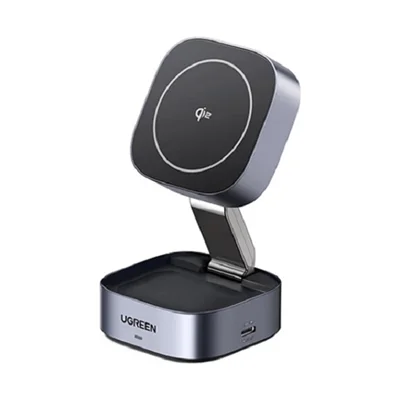 شارژر بی‌سیم مغناطیسی UGREEN W702 دو در یک