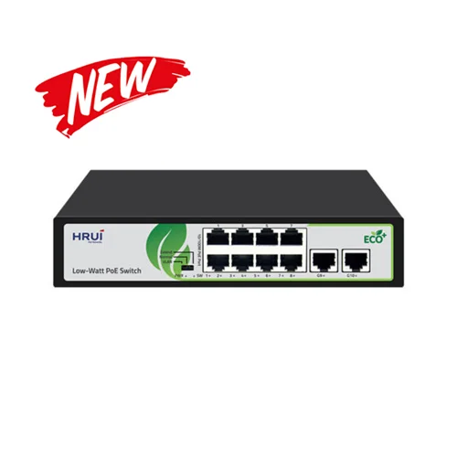 سوئیچ PoE دارای 8 پورت 10/100Mbps PoE و 2 پورت Uplink گیگ اچ ار یو ای HRUI HR902-AF-82GN